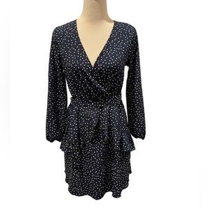 U Guest Ruffled V Front Polka Dot Mini-Midi Dress NWT